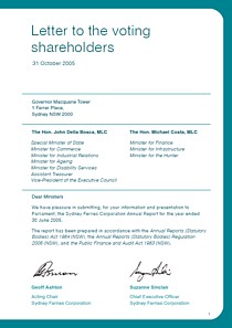 sydney ferries annual report 2005 cover thumbnail